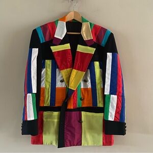 NEXT for Men UK Pure Wool Fabric Patchwork Embellished Novelty Blazer Party 36R
